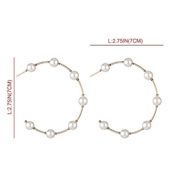 Queen Angel Jewelry - 🌸 Big Pearl Hoop Earrings